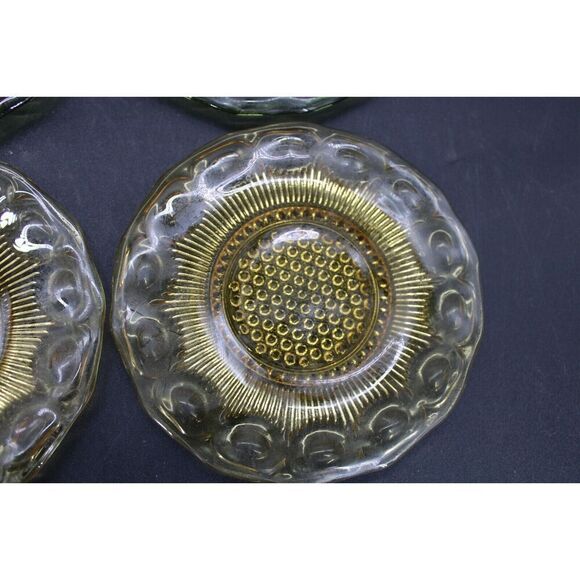 Vintage Bartlett Collins 3 Green & 3 Amber Glass  Bread Plates 5 3/4” - Picture 5 of 13